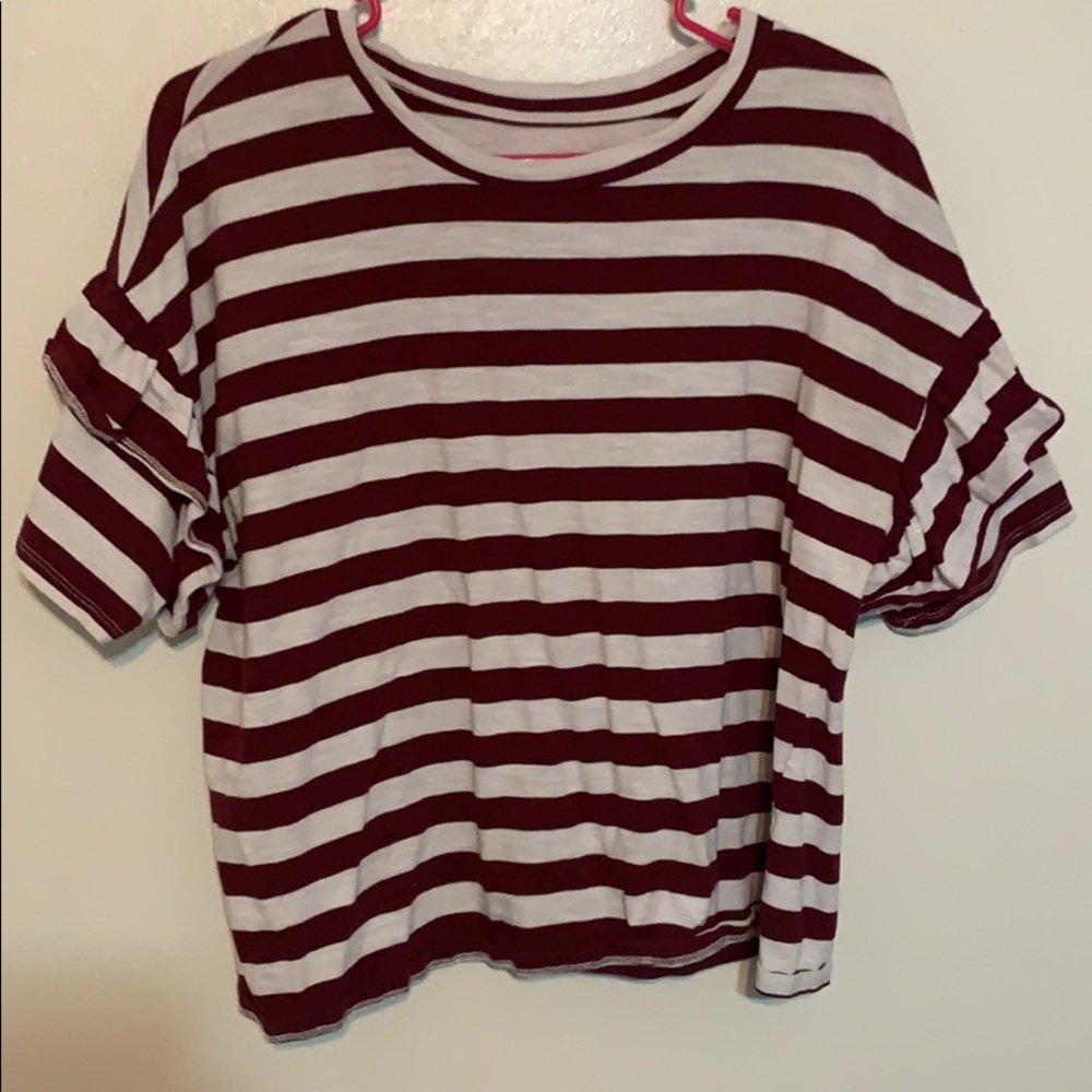 Maroon Striped Top